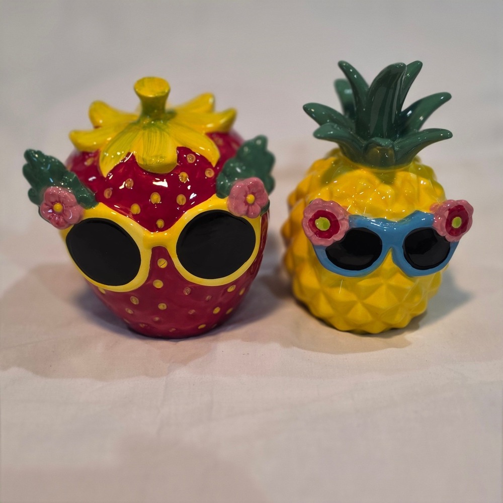 Everyday Living Ceramic Fruit Decor Set OS Red Yellow Fair Sunglasses Kitsch